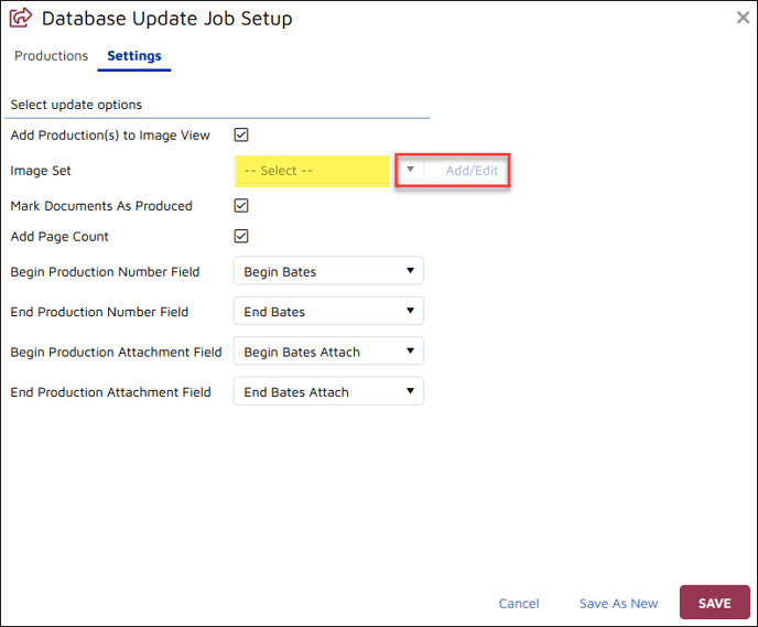 60 - 02 - Production Database Update Settings (Annotated Image Set)