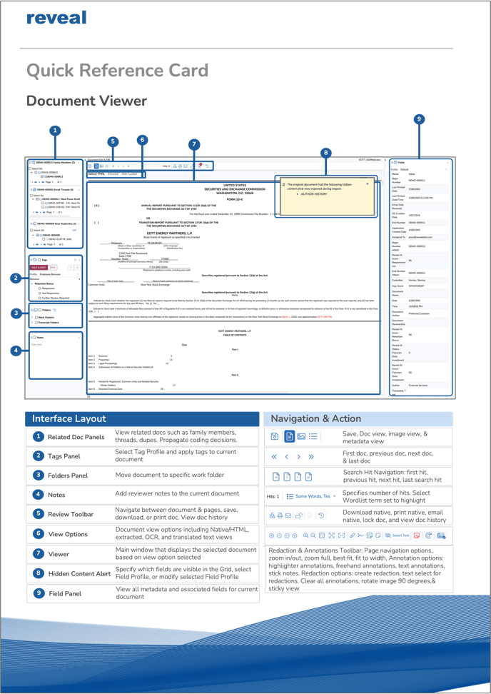 REVEAL 11 - DOC VIEWER - QUICK REFERENCE