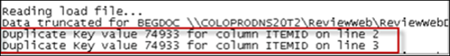 70 - 08 - Reveal Import error log - duplicate key value